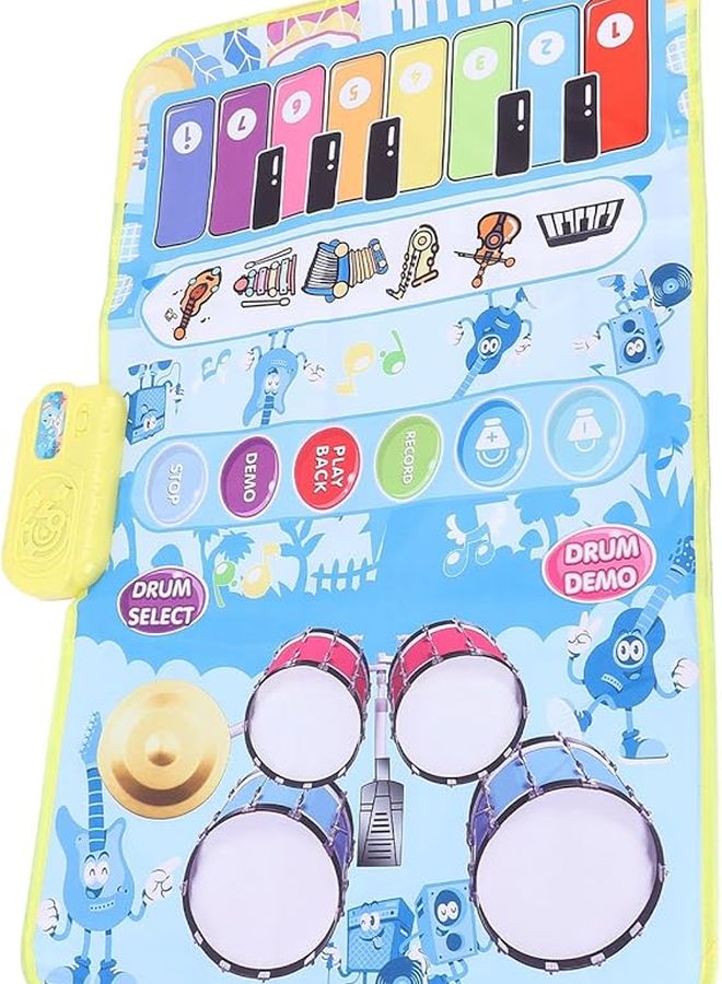 Blue Portable Foldable Music Mat Touch Blanket for Toddlers Kids Drum Dance Floor Keyboard Playmat Multi Instrument Modes Indoor Outdoor Use - Image 2